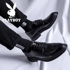 Playboy sapatos de couro masculino 2026 novo estilo negócios Formal Wear casamento noivo sapatos dedo do pé apontado ter