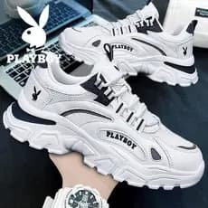 Playboy papai sapatos masculinos verão 2026 novo estilo respirável Casual aumentando viagem branco tênis de sola grossa