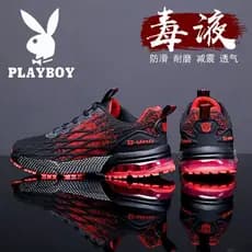 Playboy sapatos masculinos verão respirável voando tecido Ultra-leve tênis de corrida masculino viagem vermelho Casual m