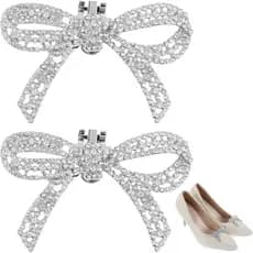 Clipes de Laço Borboleta para Sapatos, Enfeites de Sapato com Cristais e Strass, Acessórios de Sapato Removíveis, Decora