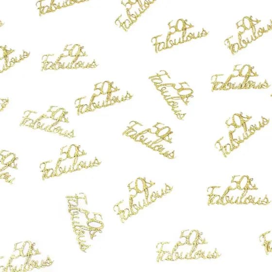 Confete de Mesa para Festa de Aniversário, Glitter Dourado, Decorações para Mesa "50 e Fabuloso" para Festa de Aniversár
