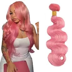 Pacotes de Cabelo Humano Rosa Ondulado, 20 Polegadas, Cabelo Virgem Brasileiro Não Processado, 1 Pacote com 50 Gramas po