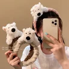 Desenhos animados West Highland filhote de cachorro de pelúcia bandana feminino bonito Headwear rosto lavagem imprensa m