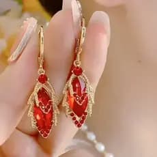Brincos de casamento femininos de alta qualidade, diamante vermelho, primavera e verão, novo luxo leve
