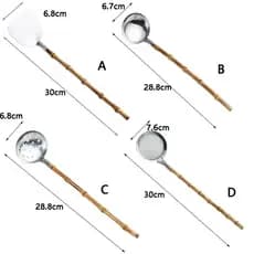 Colher De Macarrão NEEDWAYB , Coador Com Cabo De Bambu De Aço Inoxidável 304 Estilo Japonês , Sopa Anti-Escaldadura