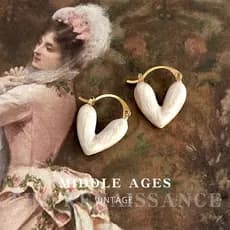 Vintage luz estilo Medieval esmalte gotejamento creme leite branco amor brincos estilo Hong Kong brincos elegantes High-
