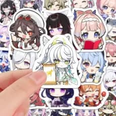 Genshin impacto Zibai adesivo Q versão manual cavalo branco fada bonito Avatar adesivo