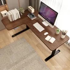 Mesa de canto em forma de L com ajuste elétrico de altura, mesa de canto para computador, mesa de escritório moderna e s