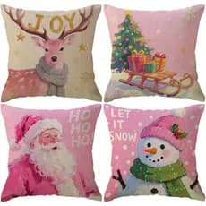 ULOVE LOVE YOURSELF Capas de Almofada Decorativas de Inverno Rosa, Capas de Almofada para o Natal, Presentes de Papai No