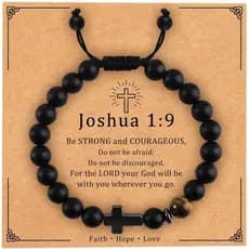 Pulseira de Cruz para Presentes para Meninos Adolescentes, Joias Religiosas Cristãs, Pulseira Ajustável com Contas para