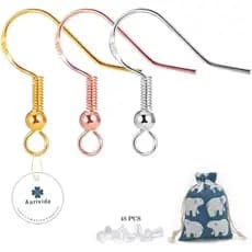 925 Sterling Earring Hooks Hypoallergenic 48PCS Silver+Gold+Rose Gold Jewelry Making Supplies Findings Ear Wires Fish Ho