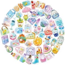 50 Adesivos Kawaii de Fantasia e Anime, Adesivos Estéticos Fofos para Laptop, Kindle, Bagagem, Scrapbook, Diário, Garraf