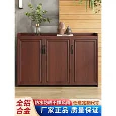 Novo armário de armazenamento para varanda em estilo chinês de luxo leve, à prova d'água e resistente ao sol, com grande