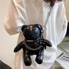 Bolsa feminina, novo modelo 2024, bolsa bucket com estampa de urso, bolsa transversal estilo boneca, design de nicho ele