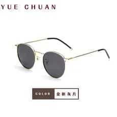 Versão coreana polarizado Metal óculos de sol feminino quadro redondo Retro ins único óculos masculino Anti-ultravioleta