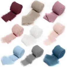 Fita de Seda 9 Rolos - Fita de Chiffon Boho com Franjas 1,5 Polegadas x 3 Jardas para Convites e Artesanato DIY