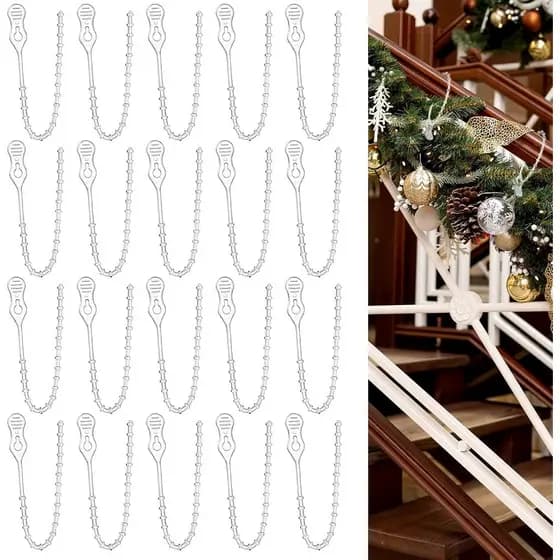 20 Peças de Laços para Guirlandas de Natal, Laços de Plástico Transparente para Guirlandas, 10 Polegadas, Decorativos, R