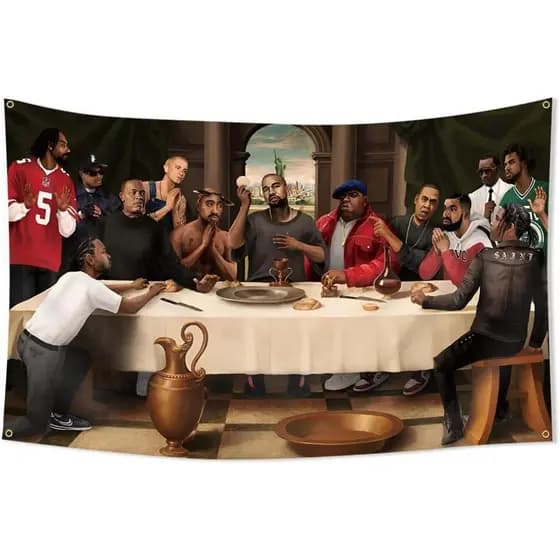 Tapeçaria da Última Ceia ENMOON, Tapeçaria Engraçada de Rapper 3x5Ft, Adequada para Dormitórios Universitários, Bares e