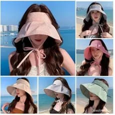 Chapéu De Sol Superior Aberto Xadrez Leve E Fino Estilo Coreano Com Cordão Ajustável Elegante U1q1