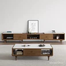 Conjunto de mesa de centro e móvel para TV em ardósia, design retangular moderno e minimalista nórdico para salas de est