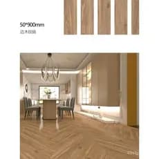 Revestimento de porcelana de borda reta com efeito de madeira 150x900, imitação nórdica de madeira maciça para quarto, v