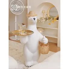 Decoração criativa de chão com urso polar grande para sala de estar, item de decoração para casa, ótimo presente para ca