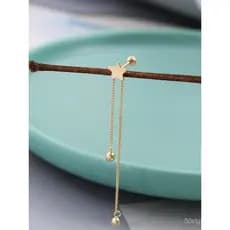 Brincos coreanos de ouro puro 14K com pingente de estrela de cinco pontas lisa e franjas, elegantes e dinâmicos, brincos
