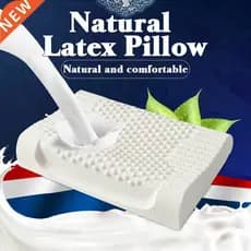 Almofada de Látex Natural da Tailândia, Macia, com Efeito de Rebatimento para Massagem no Pescoço