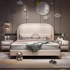Cama infantil estofada em couro genuíno estilo creme, 1,2 metros, para quartos de meninos e meninas, cama de solteiro, c