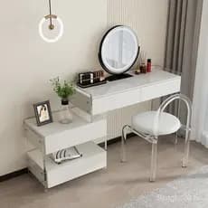 Conjunto de Mesa de Maquiagem Transparente de Acrílico Oumenglun, Popular para Quartos Pequenos, com Aparência Flutuante