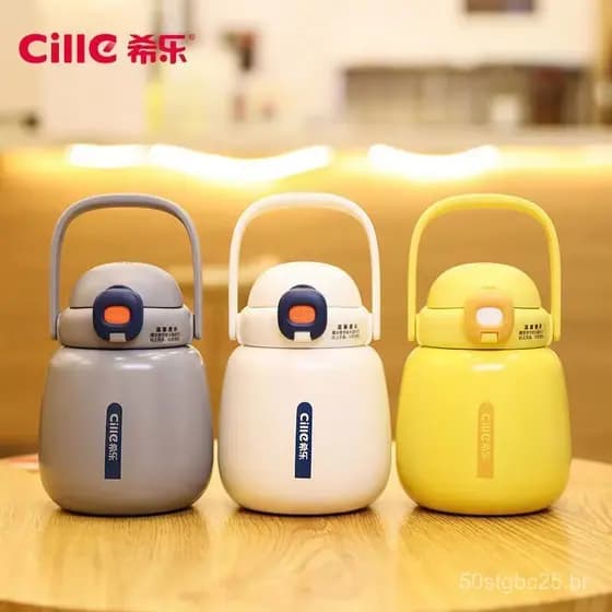 Copo Térmico Infantil Xile 316 em Aço Inoxidável 450ml com Canudo, Garrafa de Água Portátil Bonita para Mulheres, Copo d