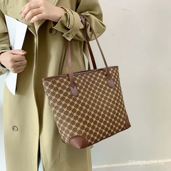 Bolsa tote vintage de alta qualidade estilo Hong Kong para mulheres, nova bolsa de ombro simples e versátil da moda de 2