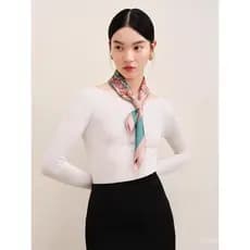 Novo Produto Primavera/Verão Wanshili, Lenço 100% Seda de Amora, Lenço Quadrado de Seda Versátil com Estampa Floral Esti