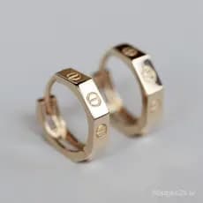 Encomende brincos de ouro puro 14K coreano, design com tampa de rosca e superfície angular, 8mm de diâmetro interno, est