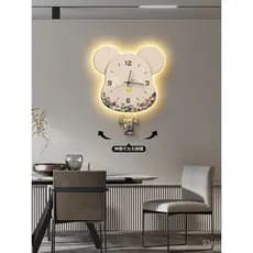 Relógio de Parede Moderno com Tema de Urso para Sala de Estar, Relógio Minimalista para Quarto, Relógio Decorativo Silen