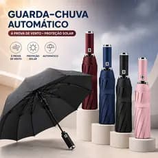 Guarda-Chuva Automático Reforçado à Prova de Vento com Proteção Solar Blackout