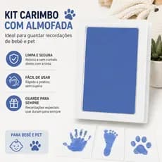 Kit Carimbo com Almofada Limpa Atóxica Ideal para Guardar Recordações de Bebê e Pet