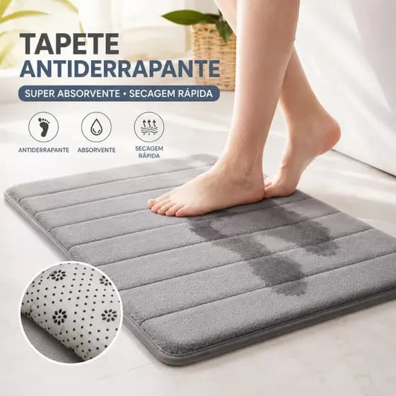 Tapete de Banheiro Antiderrapante Super Absorvente Secagem Rápida para Banheiro e Quarto