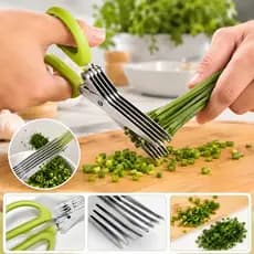 Tesoura para Temperos e Ervas 5 Lâminas em Aço Inox Multifuncional