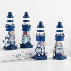 13cm oceano Mini farol de madeira estilo mediterrâneo acessórios para casa artesanato presentes oceano farol decoração L