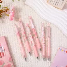 6 Pçs/caixa 0.5mm Criativo Rosa Tulipa Caneta Esferográfica Preta de Secagem Rápida Grande Capacidade Caneta de Tinta Pr