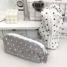 Bolsa de armazenamento de material escolar altamente estilosa e de grande capacidade, estojo simples com bolinhas, bolsa