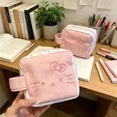 Coreia coreia Ins gato dos desenhos animados saco de armazenamento bonito rosa moeda carteira grande capacidade portátil