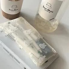 Estojo de lápis Coelho de desenho animado Estojo de lápis PVC transparente à prova d'água de grande capacidade Bolsa de