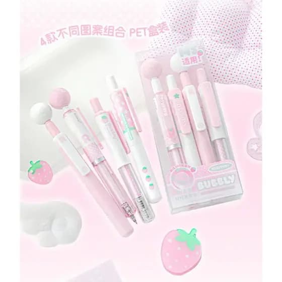 Bonito Mini bolha caneta curta Gel conjunto 4 pçs/set 0.5mm tinta preta de secagem rápida estudante assinatura caneta 36