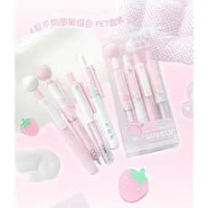 Bonito Mini bolha caneta curta Gel conjunto 4 pçs/set 0.5mm tinta preta de secagem rápida estudante assinatura caneta 36
