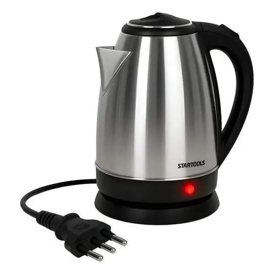Chaleira Elétrica Inox 2L Aquecimento Rápido Ideal Para Chá Café Uso Diário Preto E Inox 127v