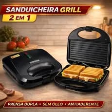 Sanduicheira Grill Elétrica  2 em 1 – Cozinha Misteira  Dupla Prensa Antiaderente Alta Potencia 127V, 750W E 220, 750W