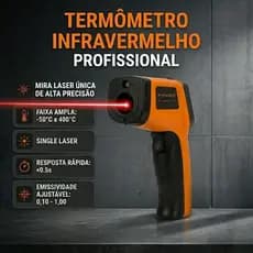 Termômetro Infravermelho Digital -50 a 400C Emissividade Ajustável Laser Profissional Culinário Automotivo