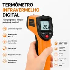 Termômetro Culinário Laser Infravermelho Para Fritura e Assados até 400°C